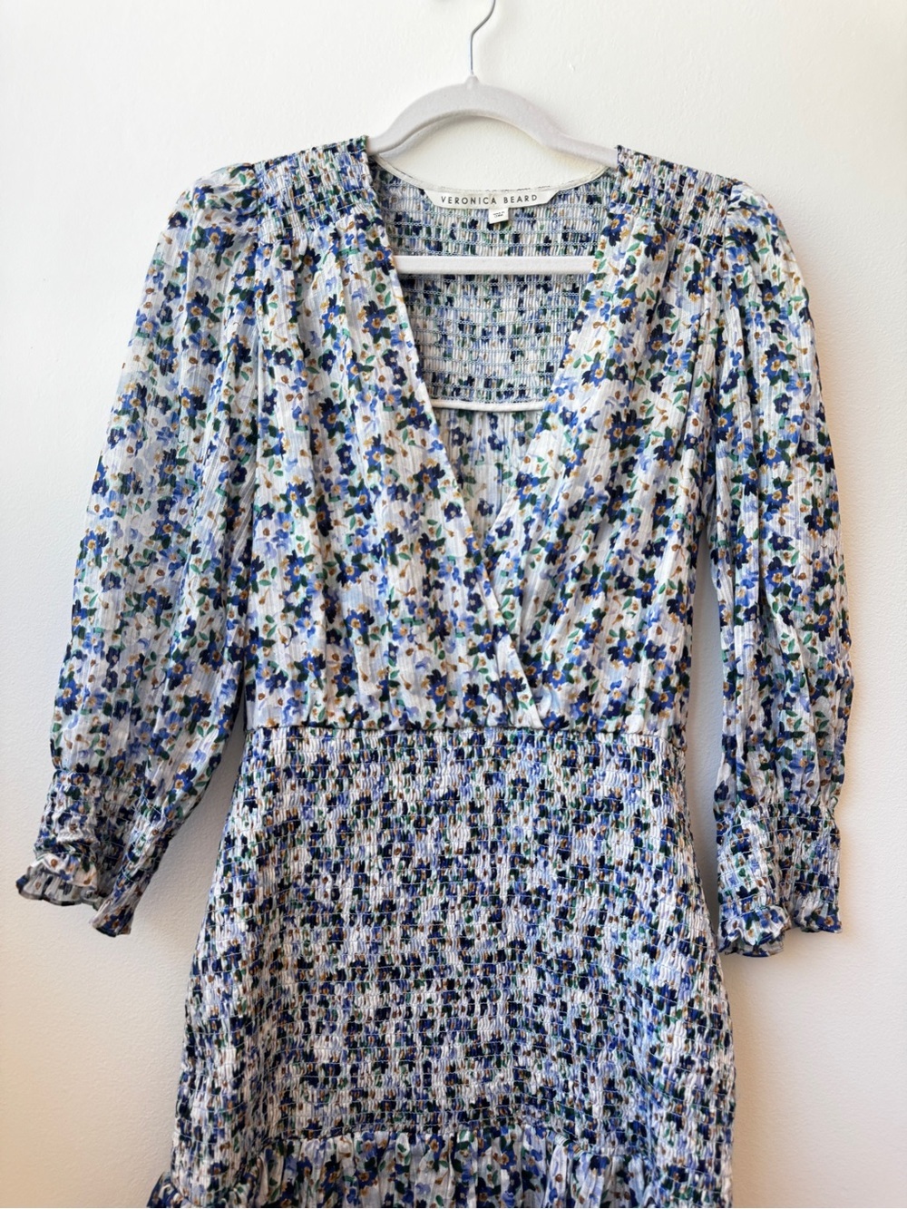 Veronica Beard Women's Cobalt multi Darrah Smocked Floral Mini Dress - Picture 10 of 11